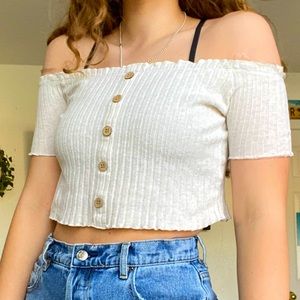 Tan Off-Shoulder Shirt